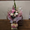 Bouquet of flowers and handmade chocolates