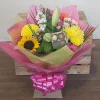 Fresh flower bouquet and handmade belgian chocolates