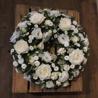 White rose mix wreath 12" free delivery