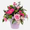Candy Floss - ceramic pot arrangement of fresh flowers in shades of pink