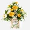 Lemon Drop - arrangement in oasis in yellow & white