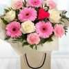 Heart and soul - Hand tied bouquet in pink & white