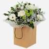 Snowball fresh flower hand tied bouquet of white flowers in water
