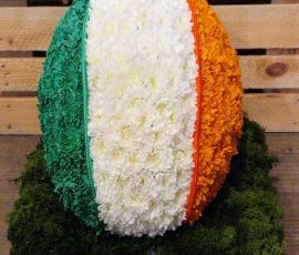 Rugby Ball Funeral Tribute in Irish colours